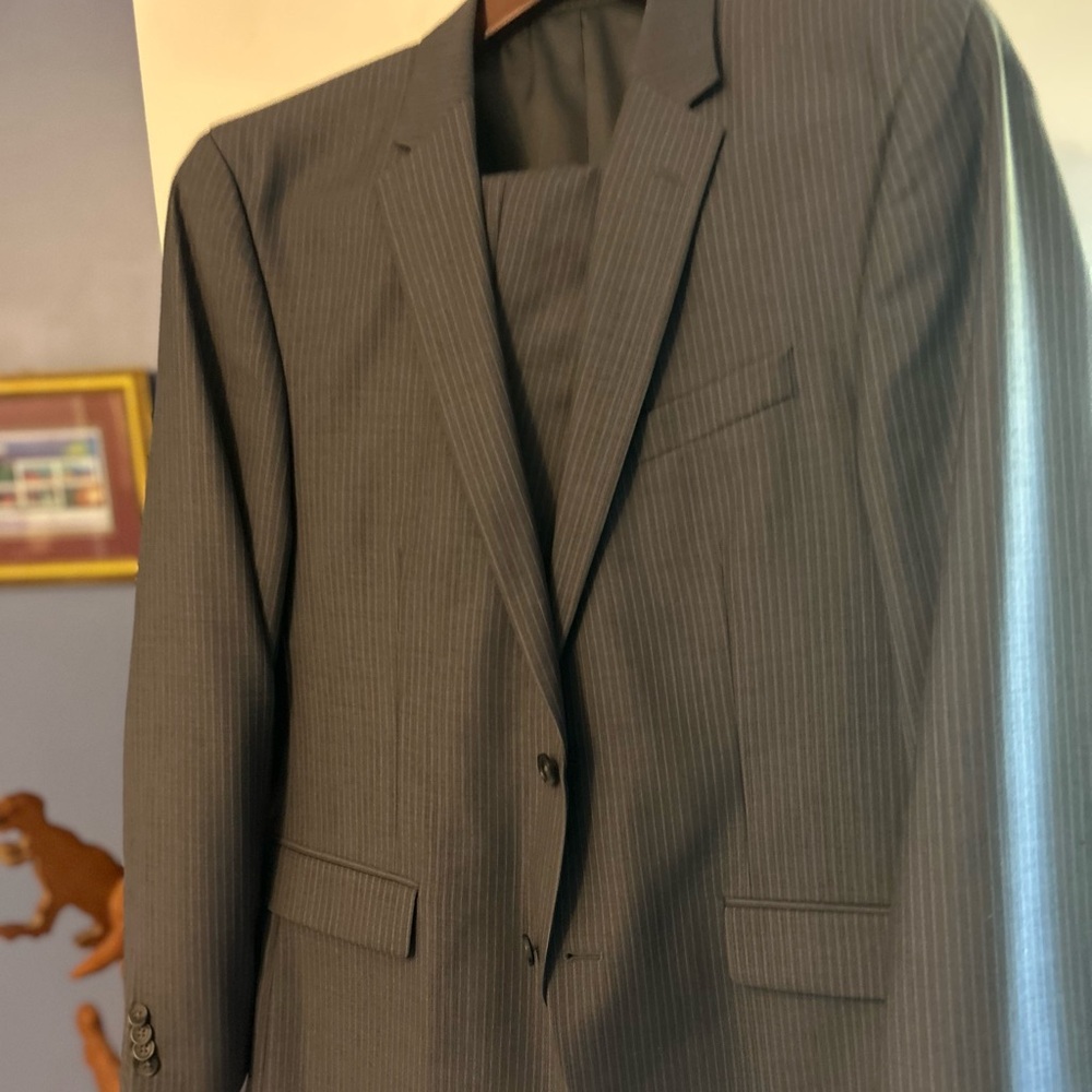 Kenneth Cole Gray Striped Suit